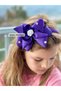 Luxury Design Tiered Bow Rose Brooch Fancy Violet Purple Crown Satin Children Women Tiara Special Occasion - 2