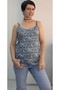 Blue Indigo Latte Patterned Rope Strap Combed Viscose T-Shirt - 7