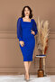 Crepe Square Neck Pencil Long Dress - Cobalt Blue