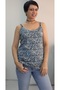 Blue Indigo Latte Patterned Rope Strap Combed Viscose T-Shirt