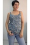 Blue Indigo Latte Patterned Rope Strap Combed Viscose T-Shirt - 5