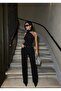 Women's Black High-Waist Rhinestone-Embellished Palazzo Design Jeans Pants - 3