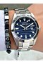 Men's Wristwatch with Calendar Silver-Navy Blue Color 10 Atm Water Resistance Phosphorescent Steel Case 2491.01Mr - 4