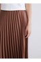 Satin Pleated Skirt with Elastic Waist - 3