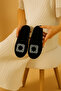 Furry and Stoned Closed-Front Bohçalık Dowry Women's Winter House Slippers