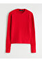Lcw vision red crew neck self-printed women's knit sweater