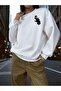 Women's White Social Dutterflf Printed Crew Neck Sweatshirt - 4