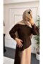 Brown Tweed Hijab Dress-Buttoned at the Back - 6