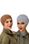 2 Pcs Hijab Elastic Non-Slip Seamless Snap-On Sea Cap Practical Cap