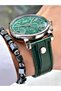 Functional Leather Cord Green Color Steel Case Men's Wristwatch 1134.15Mr - 4