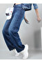 Women Wide Leg Contrast Panel Jeans - 5