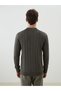 Khaki Polo Neck Men's Knitwear Sweater - 4