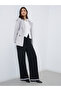 Wide Leg Casual Knit Pants with Contrast Trim