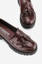 Women's Claret Red Patent Leather Genuine Natural Leather Loafer Shoes, Number 36-41 - 4