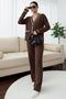 Cut Line Jacket Set H25306 Brown - 3
