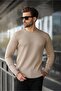 Light Brown Crew Neck Striped Long Sleeve Sweater E7273 - 2