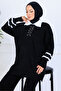 Stone Embroidered Knitwear Set S1009 Black - 3