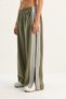 Women's Khaki Striped Elastic Waist Pocket Detailed Seasonal Palazzo Trousers 8585 60283690 - 4