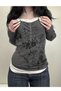Gothic Flower Buttoned Inner Smoked Blouse - 2