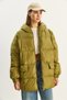 Women's Green Hooded Oversize Bat Sleeve Puffer Coat 60283686 - 2