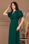 Imported K Crepe Balloon Sleeve Pearl Detailed Maxi Dress - Emerald Green - 4