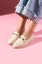Marquise Beige Leather Buckle Loafer Ballet Casual Shoes - 3