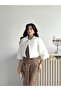 Ecru Single Button Lined Thai Feather Jacket Bolero - 2