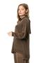 Long Sleeve Hooded Mesh Autumn and Winter Knitwear Blouse Coffee Khv - 6