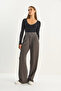 Women's Anthracite High Waist Double Button Palazzo Trousers 1014 60283577 - 3