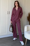 Zippered Stand Collar Thessaloniki Fabric Plum Sweatshirt Set - 9