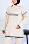 Zippered Collar Knitwear Set S1105 Stone Color - 2