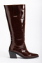 Burgundy Wrinkled Patent Leather Flat Rider Western Cowboy Boots - 2