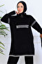 Zippered Collar Knitwear Set S1105 Black - 2