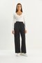 Women's Black High Waist Elastic Lace-Up Draped Wide Leg Pants 1006 60283579 - 2