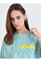 Women Blue Typography Print Oversized T-Shirt with Boucle Embroidery - 4