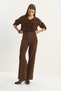 Women's Bitter Brown High Waist Fileto Detailed Pocketed Wide Leg Pants 1003 60283580 - 3