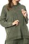 Long Sleeve Hooded Mesh Autumn and Winter Knitwear Blouse Khaki Hk - 3