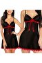 Satin Spaghetti Strap Nightdress Nightgown with Lace Trim V-Neck Chemise - 3