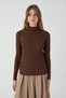 Long Sleeve Corded Fabric Knitwear Bodysuit Brown - 2