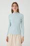 Long Sleeve Corded Fabric Knitwear Bodysuit Baby Blue - 3