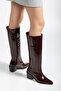 Burgundy Wrinkled Patent Leather Flat Rider Western Cowboy Boots - 5