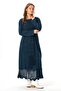 Long Sleeve Sena Ethnic Patterned Autumn and Winter Long Knitwear Dress Indigo Indg - 5