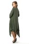 Long Sleeve Handan Asymmetrical Cut Autumn and Winter Flowy Midi Length Knitwear Dress Khaki Hk - 2