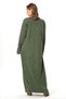 Long Sleeve Eye-Catching Crew Neck Button Detail Autumn and Winter Long Knit Dress Khaki Hk - 2