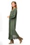 Long Sleeve Sena Ethnic Patterned Autumn and Winter Long Knitwear Dress Khaki Hk - 4