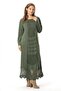 Long Sleeve Sena Ethnic Patterned Autumn and Winter Long Knitwear Dress Khaki Hk - 5
