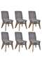 Oak Indoor Fabric Dining Chair Set 6 pcs Dark Grey