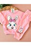Baby Girl Transitional Long Sleeve Cute Rabbit Printed Sweathirt Bottom Top Set 12-24 Months Pink - 5