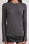 6736 Women's Crew Neck Sleeve Drop Knit Sweater Gray - 6
