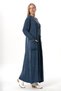 Long Sleeve Dimple Pocket Detail Autumn and Winter Long Knitwear Dress Indigo Indg - 4